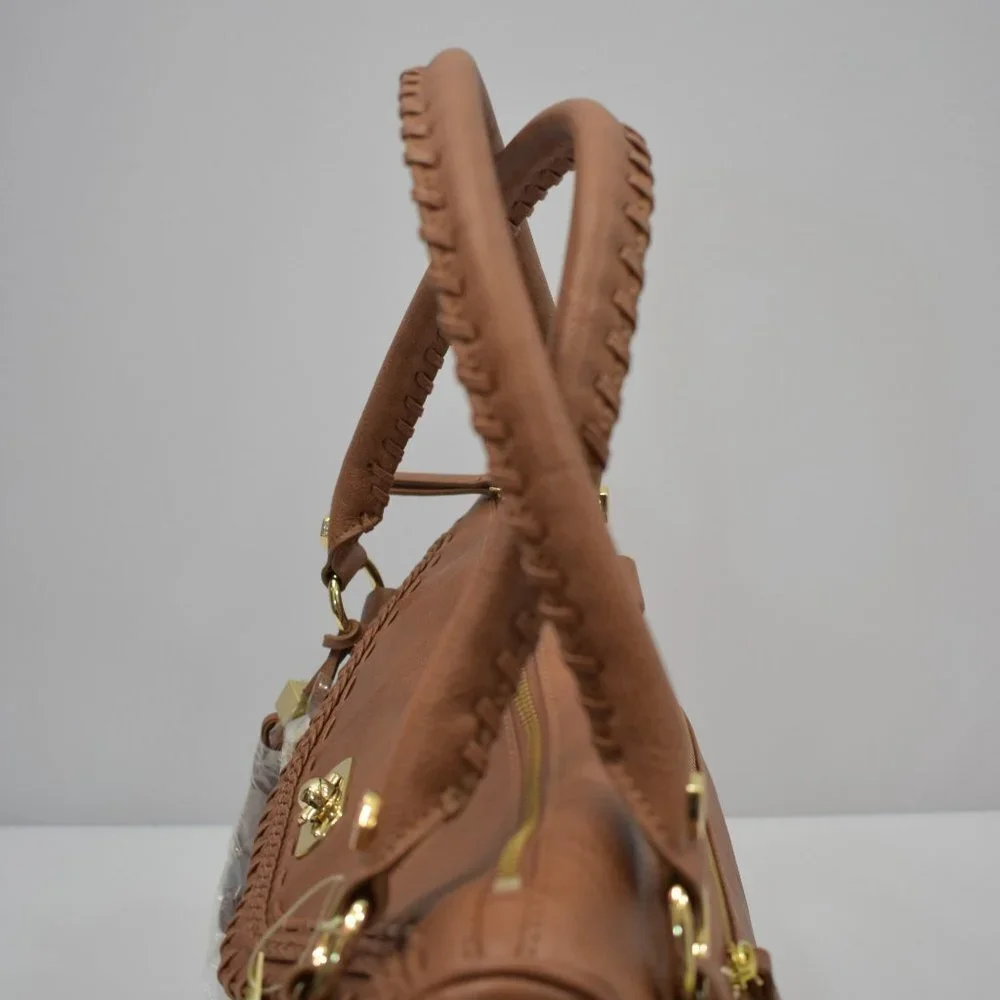 GIANNI BINI SADDLE BROWN BROOKLYN‎ SATCHEL HANDBAG